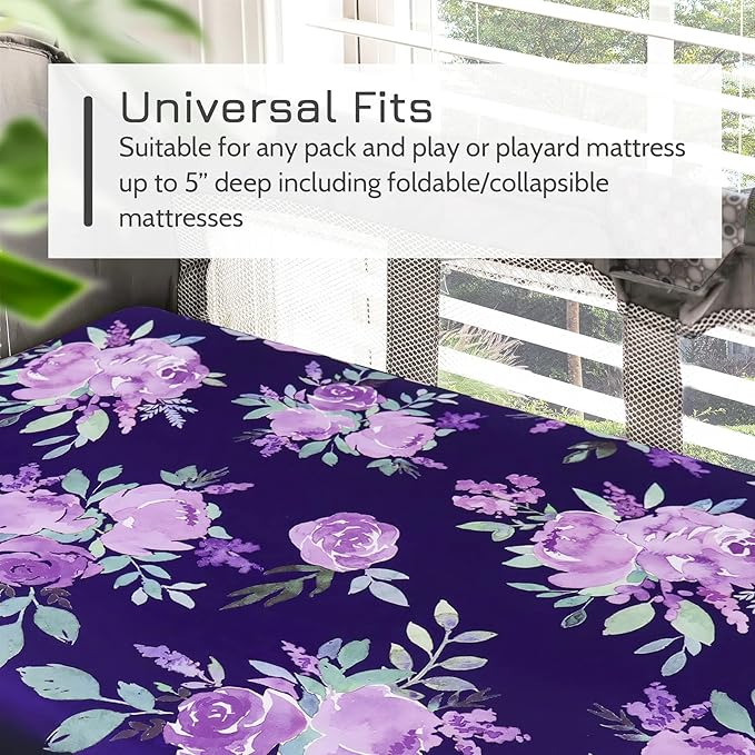 TANOFAR Baby Minky Blanket and playard Sheet Purple Flower