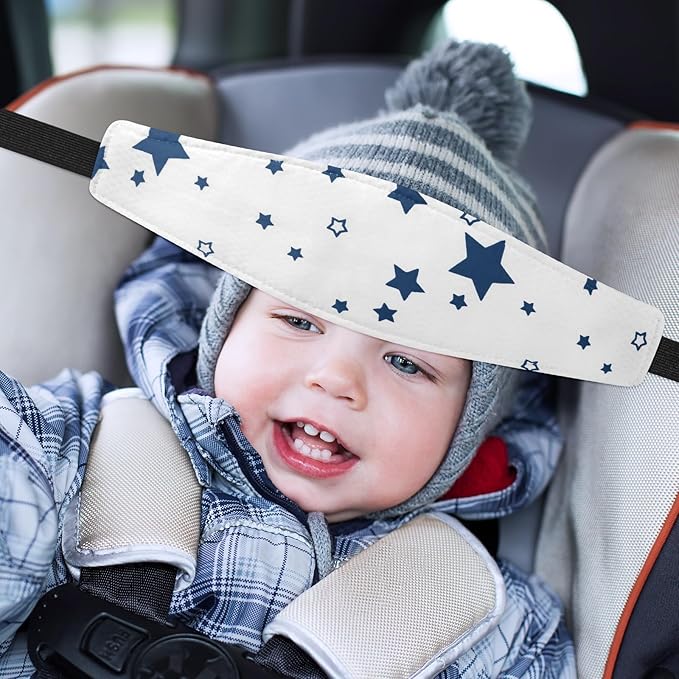 HESTYA 2 Pcs Carseat Head Support Toddler, Stroller Seat Headrest for Sleeping Traveling, Neck Relief Headband Strap for Kids Children Toddler Infant(Star)