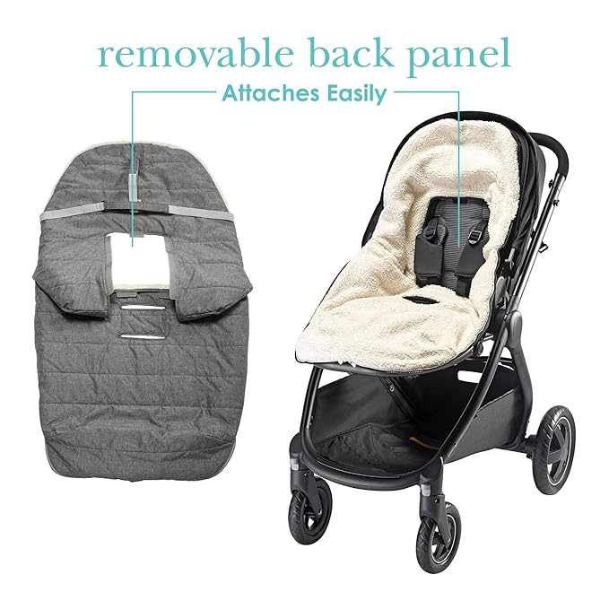 JJ Cole Bundle Me Winter Toddler Car Seat Cover and Bunting Bag - Urban - Weather Resistant Baby Carrier Cover - Winter Baby Essentials - Heather Gray