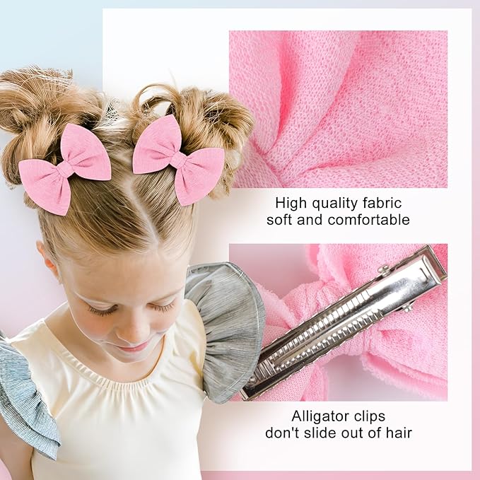 Baby Girls Hair 3'' Bows Clips Set Handmade Bow Hair Clips Hair Accessories Alligator Clip for Babies Infant Toddlers Little Kids 6 PCS Light Blue Aqua Pink