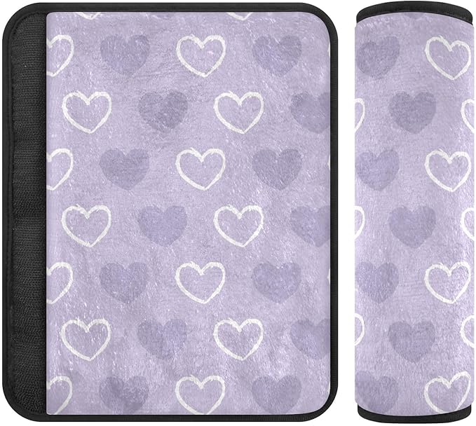 2 Pack Seatbelt Covers Seat Belt Cover Pad for Adults Boys Girls Car Seat Strap Covers Pads Cushion Universal Shoulder Strap Pad Protector for Backpack Camera Bag 6.5 x 6.5 Inch Purple Heart