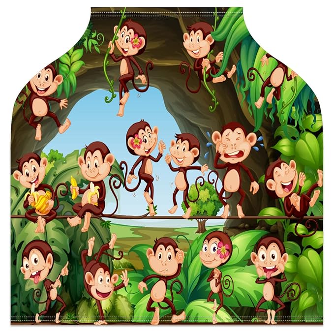 Baby Car Seat Stroller Covers Forest Cute Monkeys Nursing Cover Breastfeeding Scarf Soft Breathable Stretchy Infant Car Canopy Coverage Carseat Cover for Boys and Girls Multi Use