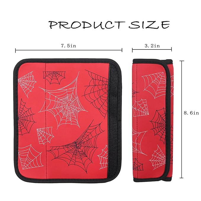 2 Pack Seat Belt Covers for Kids, FRRIOTN Soft Comfort Seat Belt Cushion for Children, Cute Cartoon Pattern Car Seat Belt Pads Cover for Girls and Boys(Red Pattern)