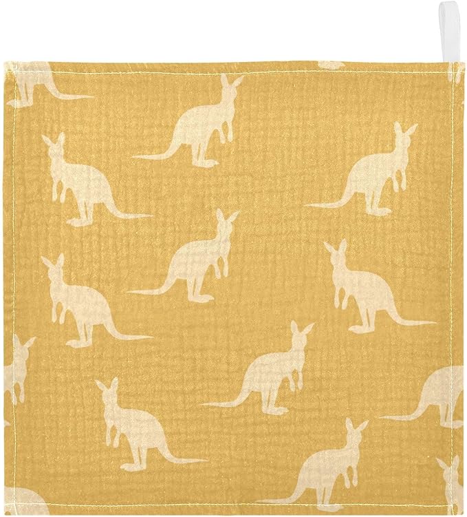 vvfelixl Baby Muslin Washcloths Kangaroo Australia Animals Baby Burp Cloths Cotton Baby Face Towel for Newborn Infants Boys Girls Soft and Absorbent 11.8 X 11.8 in, 3 Pack