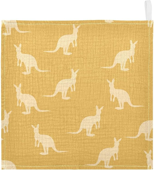 vvfelixl Kangaroo Australia Animals Baby Burp Cloths Baby Muslin Washcloths for Boys Girls Cotton Baby Face Towel for Newborn Infants Soft and Absorbent 11.8 X 11.8 in, 5 Pack