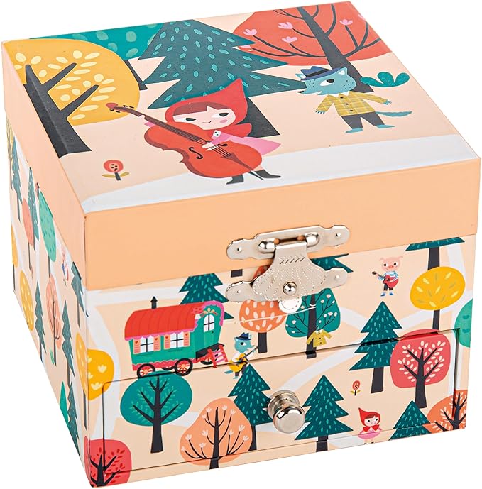 TROUSSELIER - Little Red Riding Hood - Treasure Chest & Music Jewellery - Music Box - Ideal Children's Gift - Music Lullaby by Schubert - Colour Multicoloured