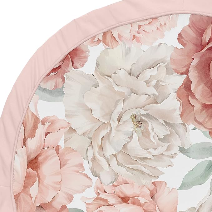 Sweet Jojo Designs Blush Pink Boho Shabby Chic Floral Girl Baby Play Mat Tummy Time Activity Infant Playmat for Playpen Tent Teepee Floor Off White Bohemian Vintage Garden Watercolor Flower Elegant