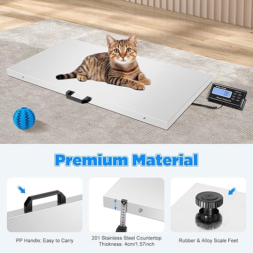 Pet Scale for Large Dog 1102lbs, PS-500 Electronic Stainless Steel Platform Heavy, Animal Scale Platform for Large Pets Postal Shipping Warehouse for Dog Pig Goat Sheep