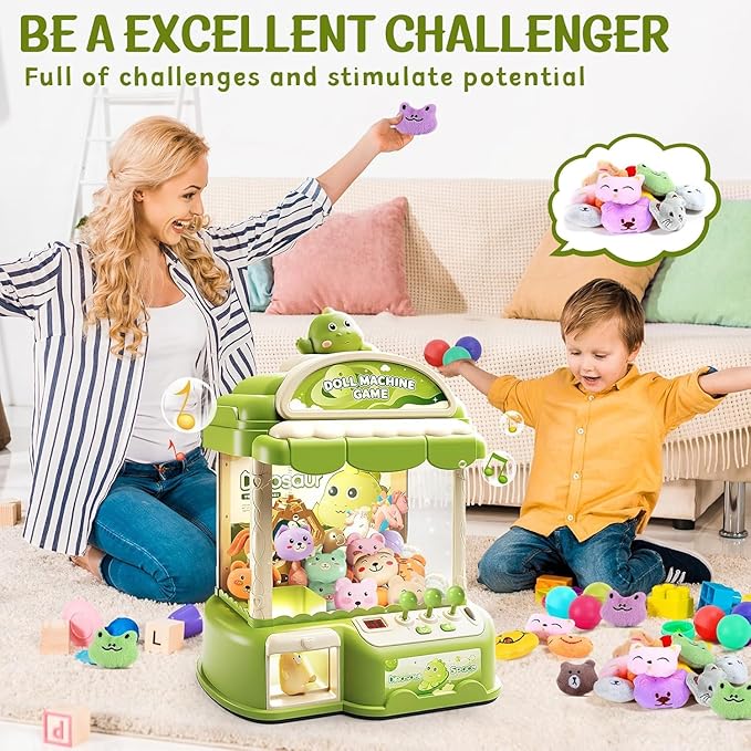 Large Claw Machine for Kids, Musical Electronic Arcade Game Console with Adjustable Sound, Christmas and Birthday Gift for Kids, Includes 30 Toys & 24 Game Coins & 20 Surprise Eggs