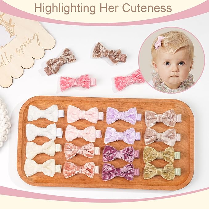 CÉLLOT Baby Bows Velvet Hair Bows with Fully Lined Hair Clips Hair Accessories for Baby Girls Infants and Toddlers