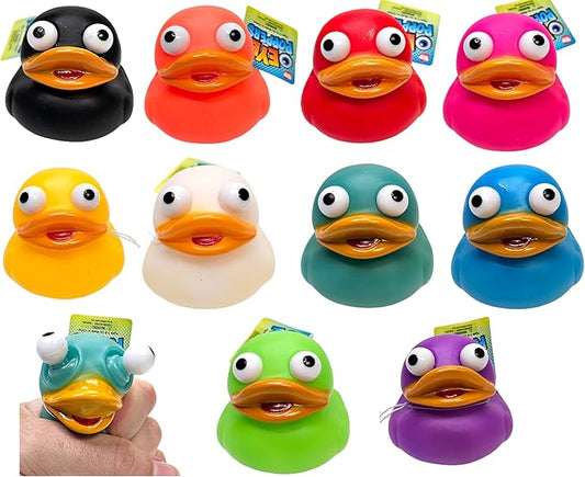 2" Ducky Eye Poppers (10 Pack) Fun Carnival Prize and Party Favor. Bath Tub Toys and Jeep Duck Ducking (10 Pack)