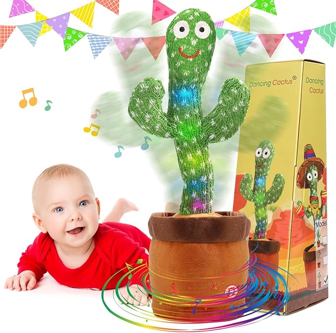 Emoin Dancing Talking Cactus Toy for Baby Boys Girls Gifts,Dancing Cactus Singing Mimicking Recording Repeating What You Say Baby Toys