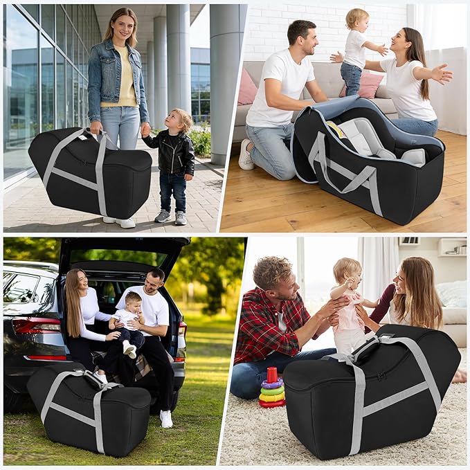 Padded Car Seat Bag Compatible with Most Nuna Pipa Car Seats UPPAbaby MESA V2 without Base & Chicco KeyFit 30 and Base, Car Seat Travel Bag for Airplanes, Black
