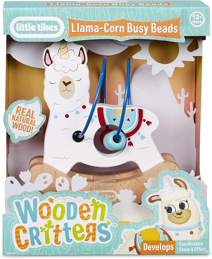 Little Tikes Wooden Critters Llama-Corn Busy Beads Maze Developmental Toy
