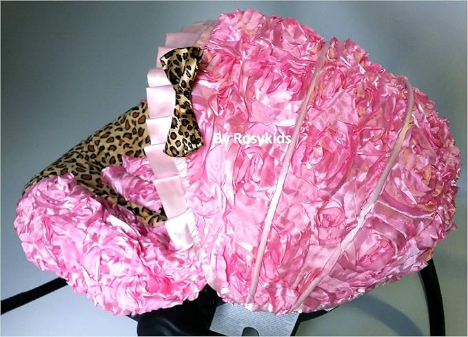 Infant Carseat Canopy Cover Blanket 4 Pc Whole Caboodle Baby Car Seat Cover Kit 3D Rosette Damask Fabric C020701