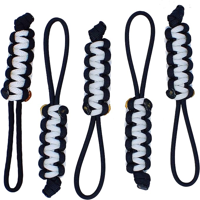 BubbasGarageTv - Large Heavy Duty Paracord Zipper Pulls (White)