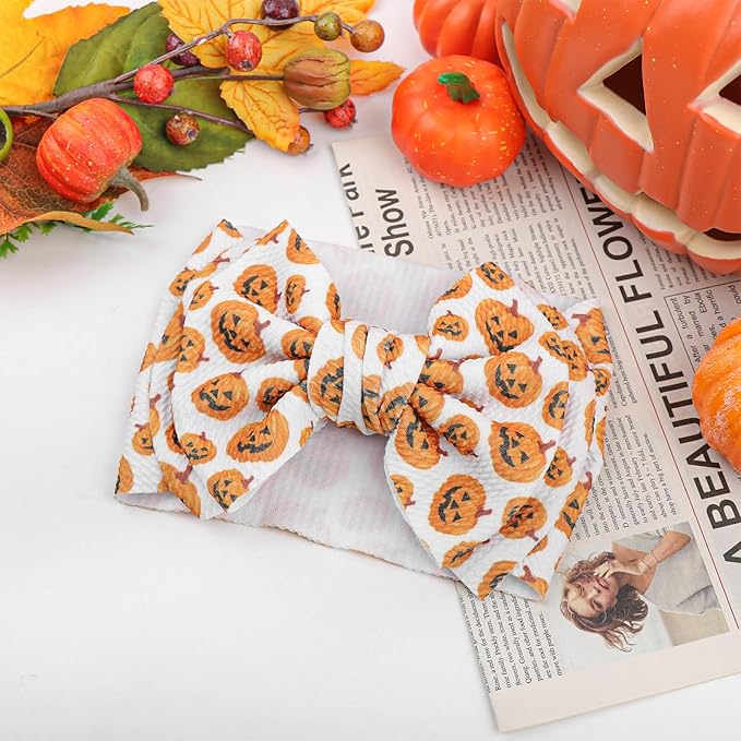 7’’ Pumpkin Bows for Baby Girls Halloween Girl Headbands Baby Bow Girl Outfits Pumpkins Hair Accessories for Newborn Infant Toddler Clothes