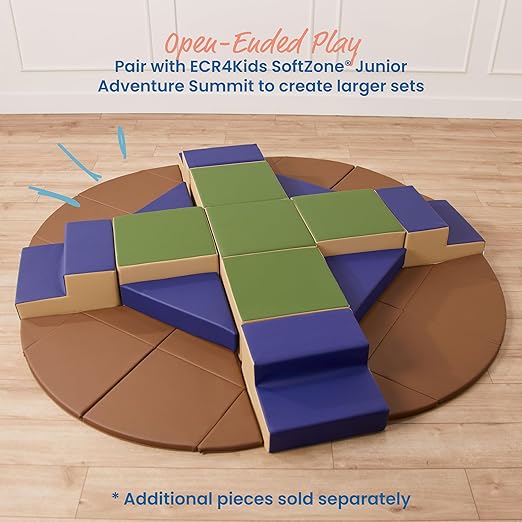 ECR4Kids SoftZone Junior Pedestal Play Block Corner Climber, Beginner Playset, Earthtone