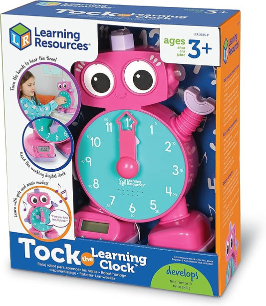 Learning Resources Tock The Learning Clock Pink - Digital Clock for Classroom, Telling Time, Kids Timer, Homeschool Essentials, Montessori, Toddler School Supplies, Gifts for Boys and Girls