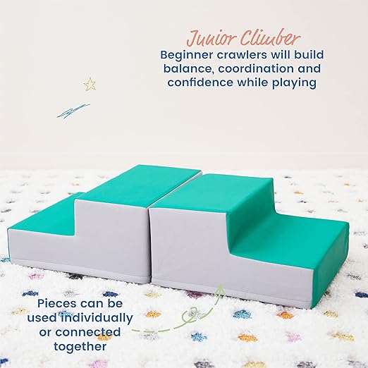 ECR4Kids SoftZone Junior Mix n' Match Step 360 Degree Climber, Beginner Playset, Emerald, 2-Pack