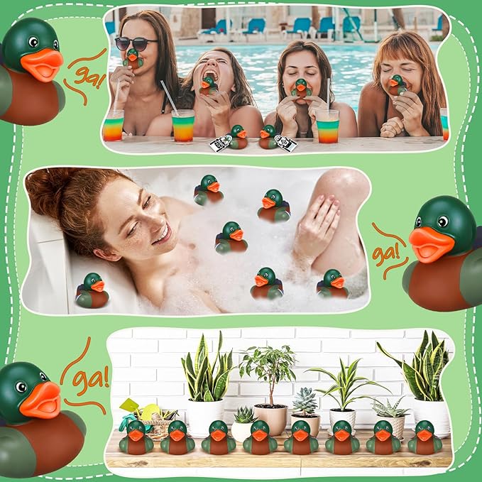 Gemscream 30 Pcs Mallard Rubber Ducks Bulk - 2 in Mallard Floating Bath Duck with Party Cards Adorable Party Favors for Pool Bath, Ducky Birthday Gift & Nature Birds Lovers Hunting Decoration