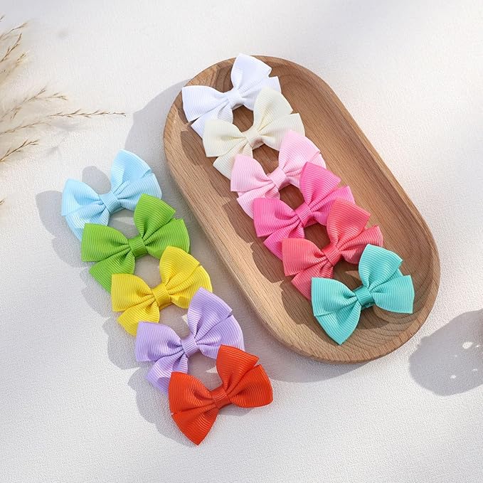 48PCS 2inch Baby Hair Clips, Oaoleer Baby Girls Fully Lined Hair Pins Tiny Hair Bows Alligator Clips for Girls Infants Toddlers 24 Colors in Pairs (Style G-48pcs)
