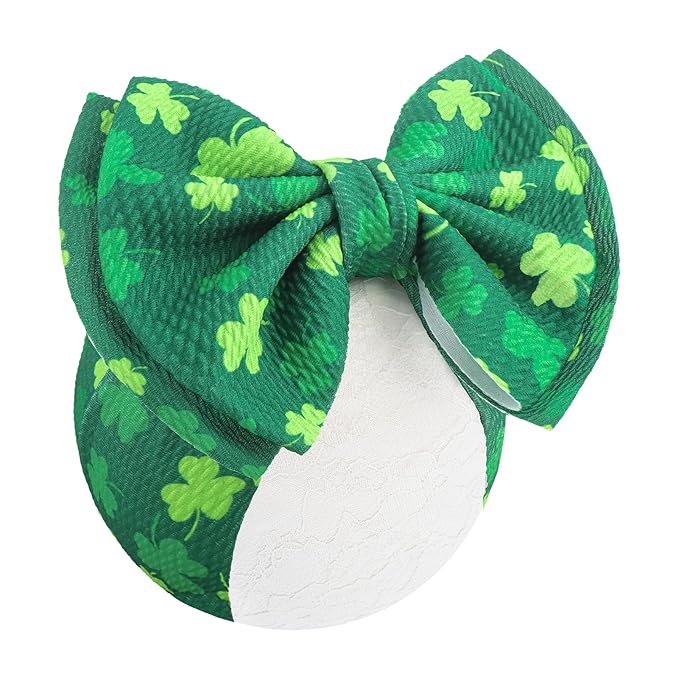 YanJie 7" St.Patrick's Day Large Bow for Baby Girl Headband Newborn Infant Kids Shamrock Double Layer Messy Bow Headwrap