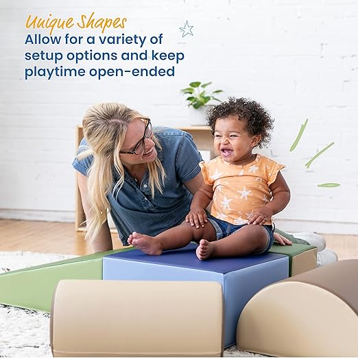 ECR4Kids SoftZone Climb and Crawl Active Playset, Building Blocks, Earthtone, 5-Piece