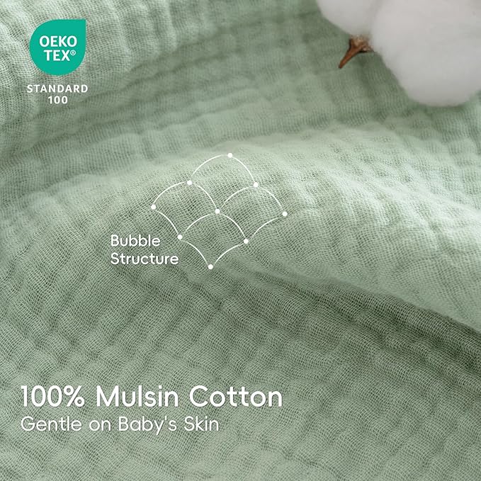 PHF 100% Muslin Cotton Baby Hooded Towels, 2 Pack Bath Towel with Hood for Newborn, Infant, Toddler, Ultra Soft and Absorbent Baby Bath Essentials, Shower Gifts for Boys Girls, 32x32Inch, Leaf