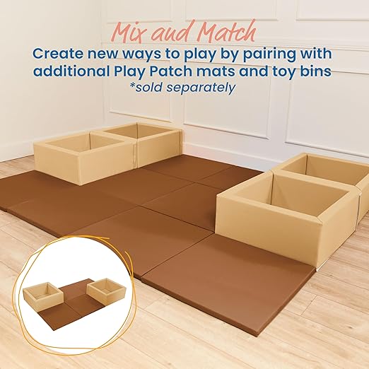 ECR4Kids SoftZone Play Patch Activity Mat Squares, Modular Playmat, Chocolate, 4-Pack