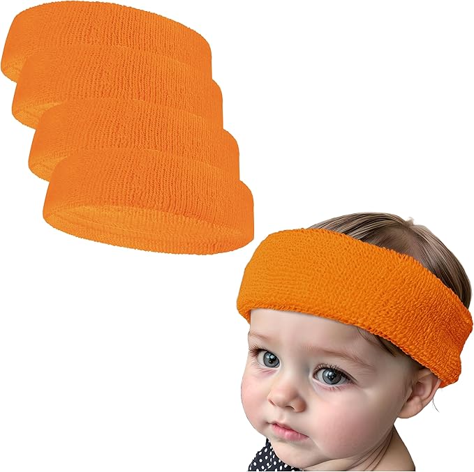 COUVER Baby Infant Terry Solid Color Headband/Terry Cloth Head Band - 4 Pieces