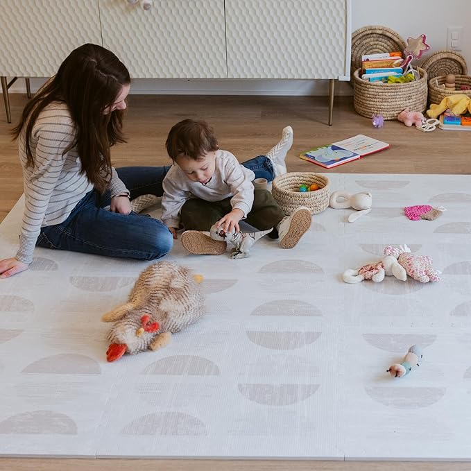Little Landings Baby Play Mat for Floor - Aura Oat (6x6ft) - Premium EVA Foam Play Mat for Babies & Toddlers (Ages 0-5+) Non-Toxic Playmat for Tummy Time, Crawling & Playroom - Stylish & Comfortable