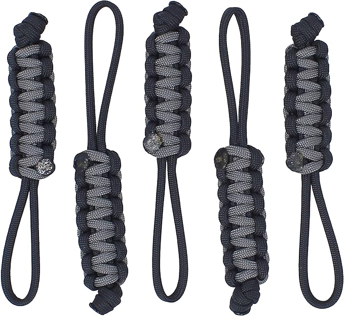 BubbasGarageTv - Large Heavy Duty Paracord Zipper Pulls (Charcoal Grey)