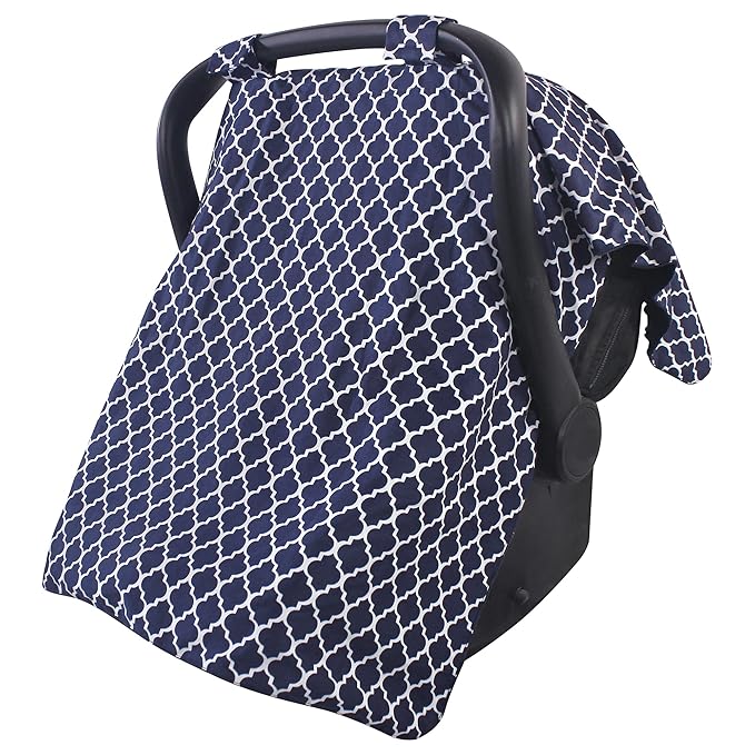 Hudson Baby Unisex Baby Reversible Car Seat and Stroller Canopy, Navy Trellis, One Size