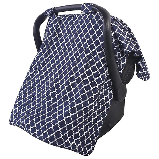 Hudson Baby Unisex Baby Reversible Car Seat and Stroller Canopy, Navy Trellis, One Size