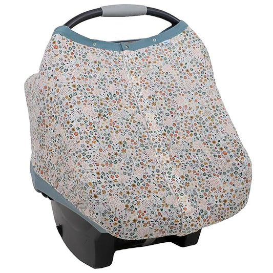 Little Unicorn Baby Car Seat Canopy | Soft & Breathable Muslin Fabric | Magnetic Closure Cover & Universal Fit | for Protection & Privacy | Nursing Cover (Pressed Petals)