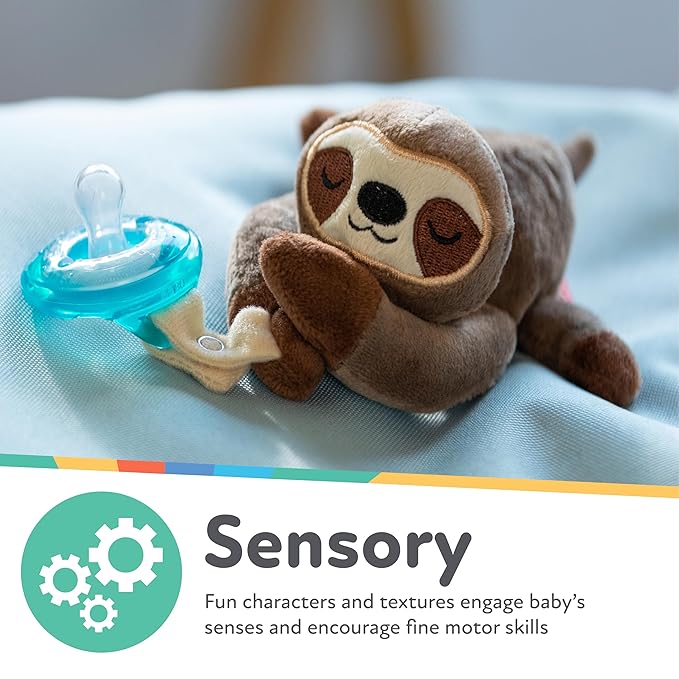Nuby Calming Natural Flex Snuggleez Pacifier with Plush Combo Set for Cuddling with Comfort, Dino