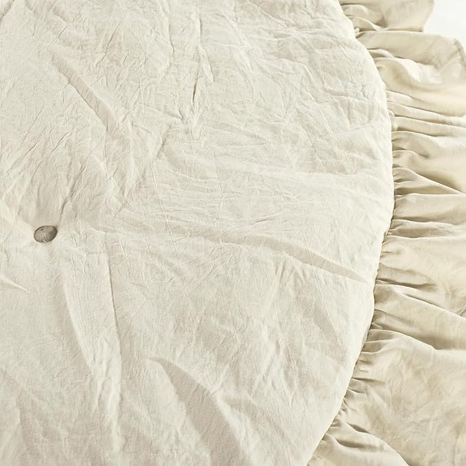 Lush Decor Baby Round Ruffle Play Mat 36" Diameter Neutral - Tummy Time Mat - Beige Playmat - Baby Play Mats for Floor - Nursery Decor