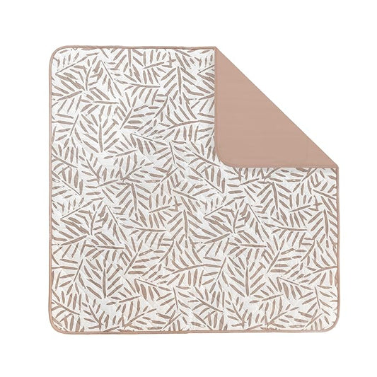 Toddlekind Portable Baby Mat – Organic Cotton 47" x 47" Reversible Indoor/Outdoor Playmat for Babies, Toddlers, Picnics, Patio, and Garden Use 0m+ Tan (Taupe)