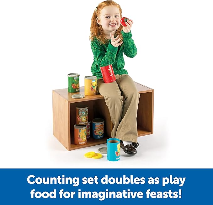 Learning Resources One To Ten Counting Cans - 65 Pieces, Ages 3+, Toddler Activities, Preschool Pretend Play, Supermarket Food Toys