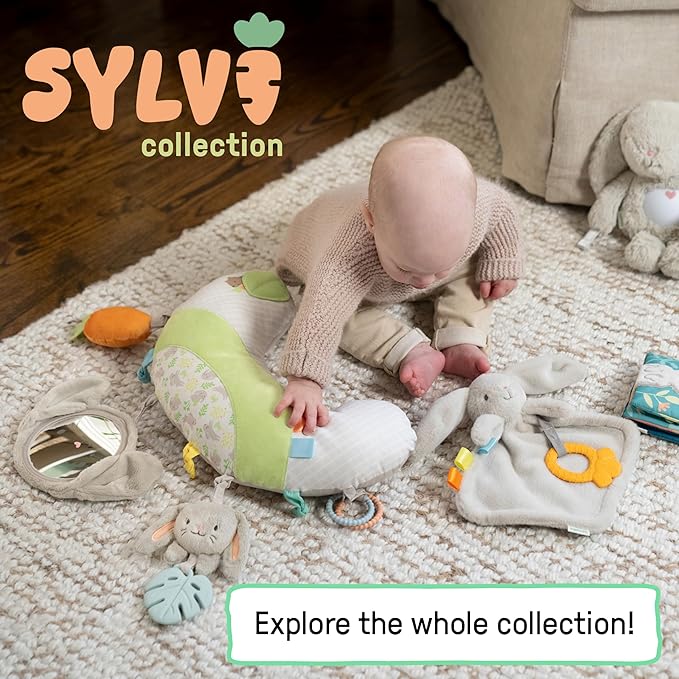Ingenuity Cozy Sylvi Plush Lovey Baby Teether - Soothe Gums - Self Soothing - Plush Bunny - Ages 0M+