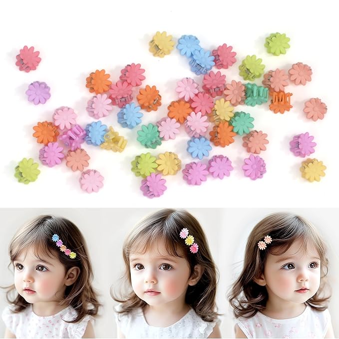 50 Pcs Colorful Mini Hair Claw Small Hair Clips Clamps Hair Accessories for Baby Girl Decorative Bun Tiny Hair Clips (Set-A)