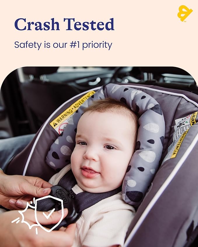 Travel Bug Baby & Toddler 2-in-1 Head Support Duo Head Support for Car Seats, Strollers & Bouncers (Grey/White)