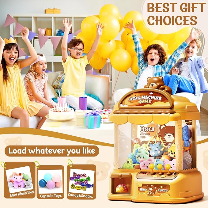 Large Claw Machine for Kids, Musical Electronic Arcade Game Console with Adjustable Sound, Christmas and Birthday Gift for Kids, Includes 30 Toys & 24 Game Coins & 20 Surprise Eggs