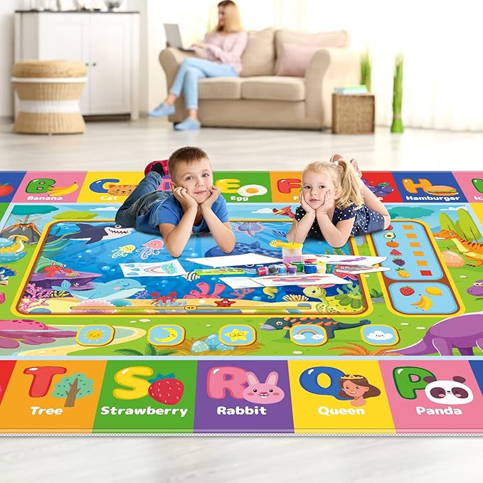 Baby Play Mat for Floor, Kids Rug Playmat Baby Crawling Mats Educational Tummy Time Mats Soft ABC Play Mat for Toddlers Infants Kids Rug for Playroom Classroom(110.2X78.7 INCH, Style 2)