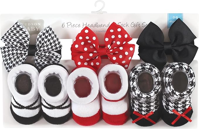 Hudson Baby Girl's Headband and Socks Giftset