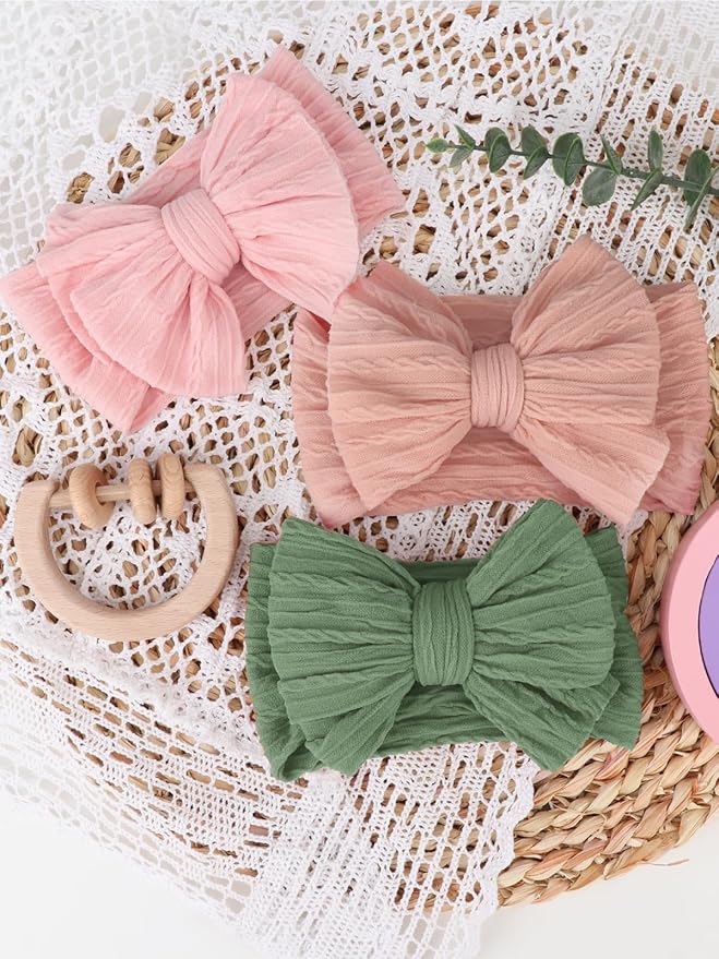 AQOKKA Baby Bows Headbands Nylon Baby Girl Headbands Soft Handmade Hairbands Toddler Hair Accessories for Girls Baby Newborn Infant Kids