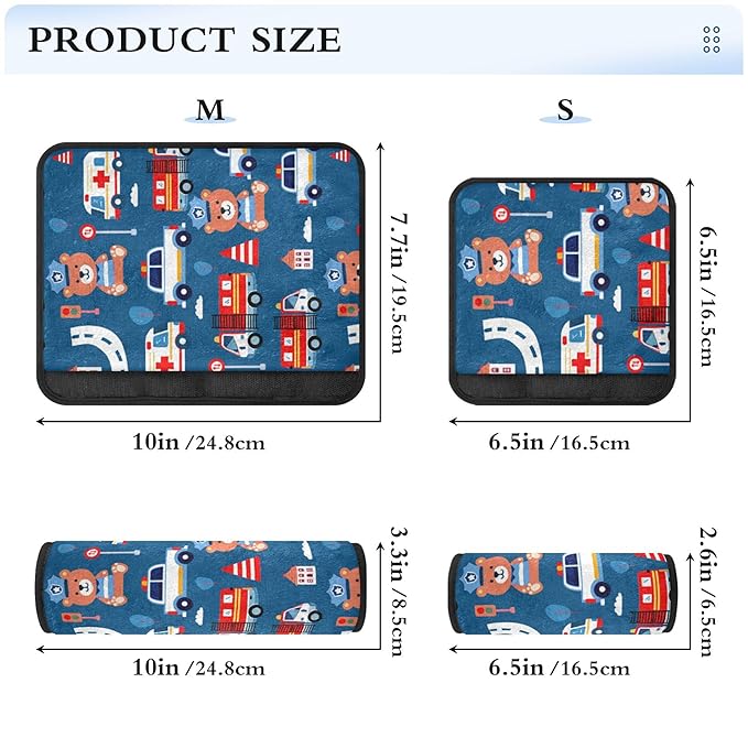 Bear Cars Cartoon Blue Car Seat Belt Covers for Kids 2 Pack Toddler Seat Belt Pad for Girls Boys Soft Stroller Seat Shoulder Pads Strap Cushion for Babys, Seat Shoulder Protector for Car Truck SUV