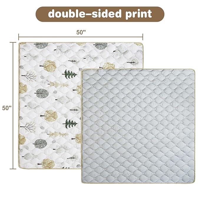 Baby Play Mat, Extra Large&Thick Baby Mat for Floor, 50 x 50 Play Mat for Baby， Foldable Padded Baby Floor Mat