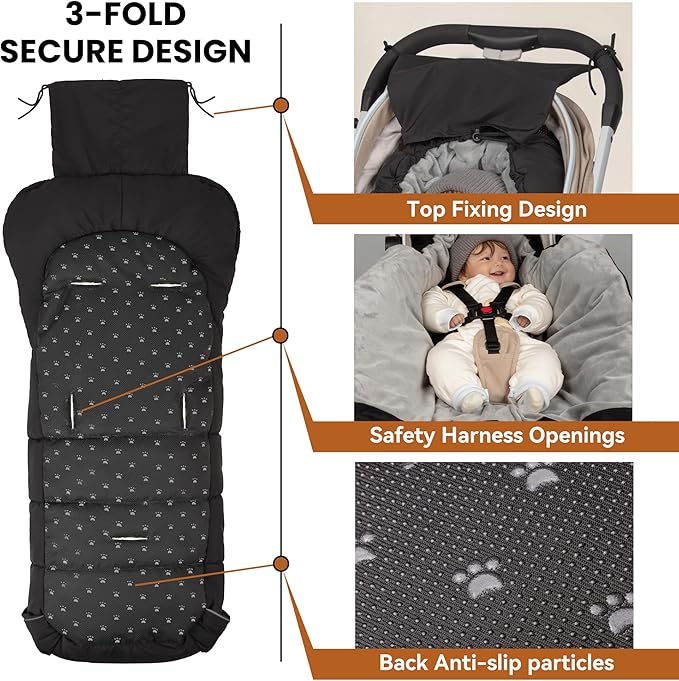 Bemece Warm Bunting Bag, Universal Winter Stroller Cover with Zip, Windproof Stroller footmuff for Baby Buggies Pushchair, Machine Washable